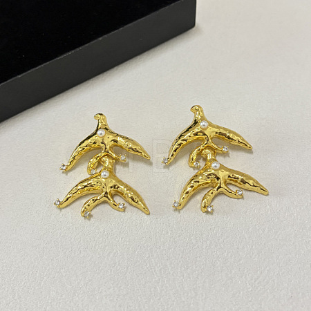 Alloy Rhinestone Stud Dangle Earrings for Women WG64E2E-06-1