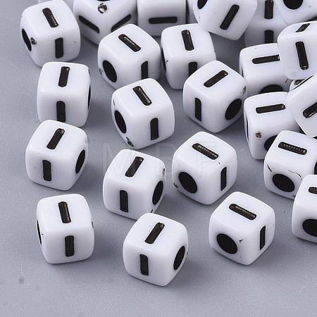 White Opaque Acrylic Beads X-MACR-R869-02I-1
