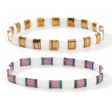 2Pcs Bohemian Glass Seed Beads Stretch Bracelets for Women RZ0109-4-1