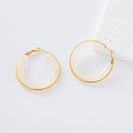 304 Stainless Steel Resin Hoop Earrings for Women KT0951-5-1