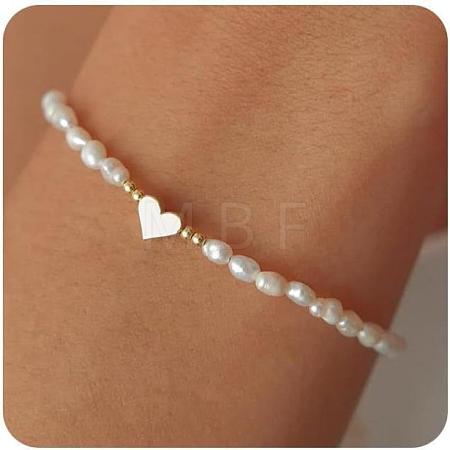 Adjustable Synthetic Non-magnetic Hematite & Imitation Pearl Beaded Stretch Bracelets for Women DB0694-1-1