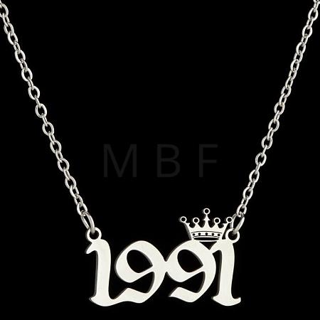 Crown Birth Year 201 Stainless Steel Pendant Necklaces for Women FS-WG4E8F2-52-1