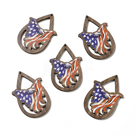 American Flag Theme Single Face Printed Aspen Wood Pendants WOOD-G014-01C-1