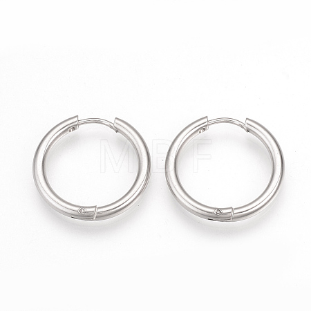 Tarnish Resistant 201 Stainless Steel Huggie Hoop Earrings MAK-R021-17mm-1