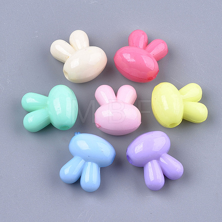 Opaque Solid Color Bunny Acrylic Beads X-MACR-T030-14-1