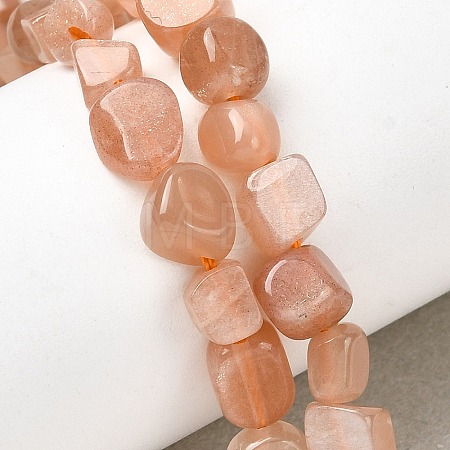 Natural Peach Moonstone Beads Strands G-P601-A19-02-1