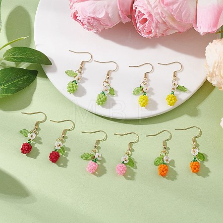 Handmade Glass Seed Beads Apple Dangle Earrings EJEW-MZ00575-1