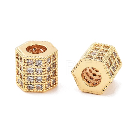 Column Brass Micro Pave Clear Cubic Zirconia Beads KK-S394-05D-1