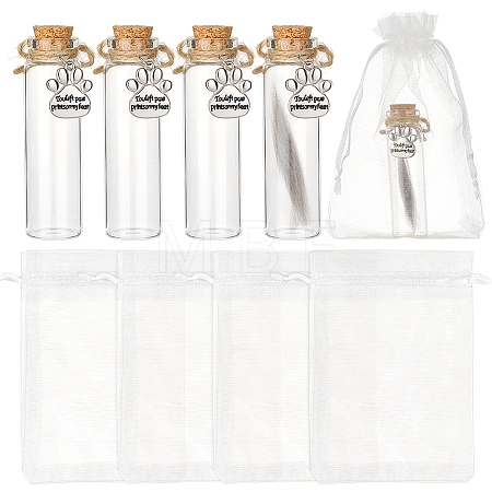 5Pcs Paw Print Glass Bottles AJEW-FG00021-1