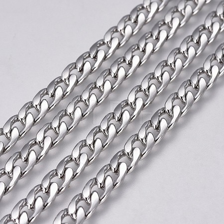 Tarnish Resistant 304 Stainless Steel Cuban Link Chains CHS-G005-B-04P-1