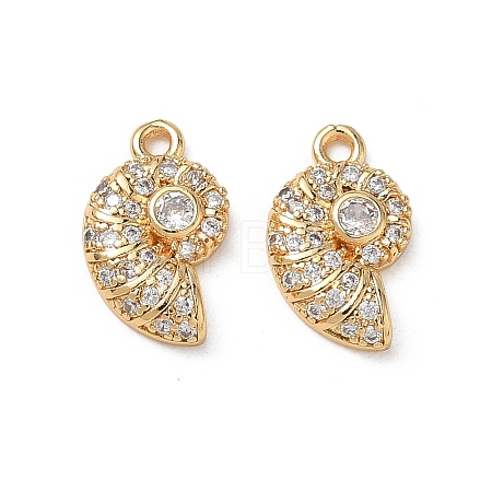 Brass Micro Pave Clear Cubic Zirconia Charms KK-P355-01C-G-1