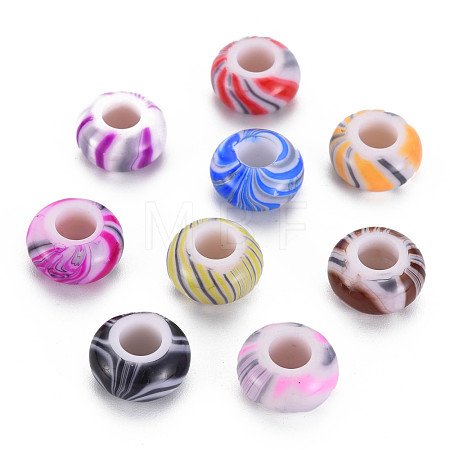 Opaque Acrylic European Beads MACR-S308-01B-1