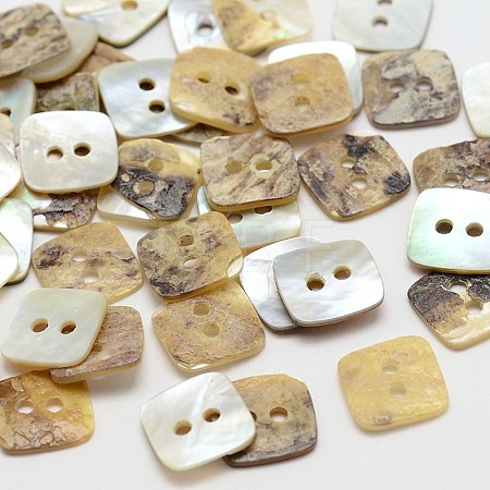 2-Hole Square Mother of Pearl Buttons SHEL-N033-24-1