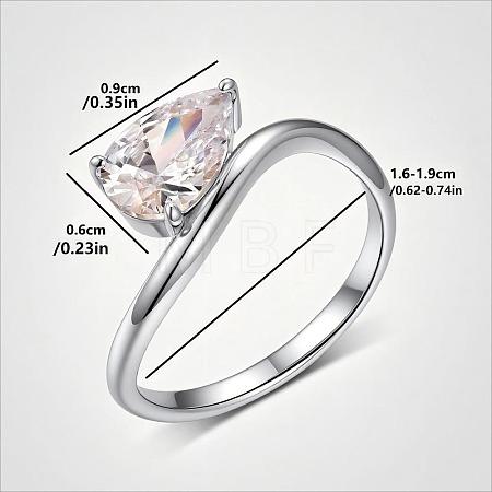 Brass Pave Single Cubic Zirconia Finger Rings for Women LS-ZK8046-8-1