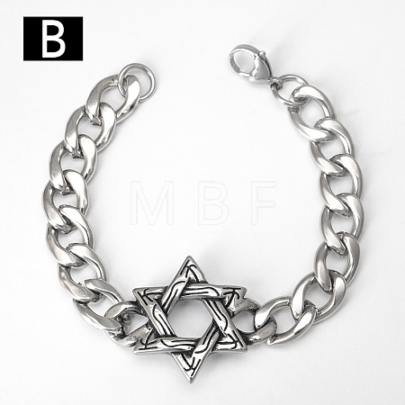 Punk & Viking 304 Stainless Steel Link Bracelets FS-WG44D5C-03-1