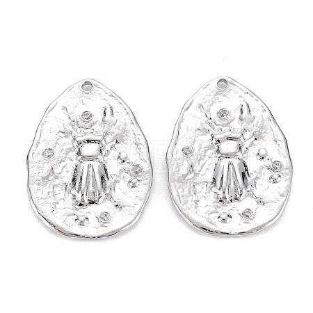 Brass Micro Pave Clear Cubic Zirconia Pendants KK-S356-538P-NF-1