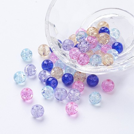 Baking Paint Crackle Glass Beads DGLA-X0006-8mm-06-1