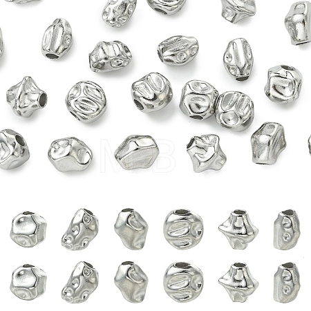 24Pcs 6 Styles Hammered 304 Stainless Steel Beads STAS-YW0011-32-1