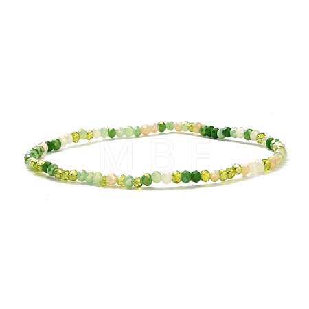 Faceted Round Glass Beads Stretch Bracelet for Teen Girl Women BJEW-JB07072-04-1