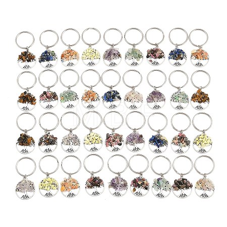 4 Sets Natural Stone Keychains KEYC-FH0001-20-1-1