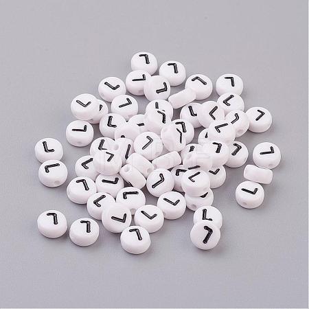 Acrylic Horizontal Hole Letter Beads X-PL37C9070-L-1
