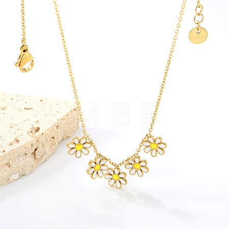 304 Stainless Steel Enamel Flower Bib Necklaces FS-WG58DA2-01-1