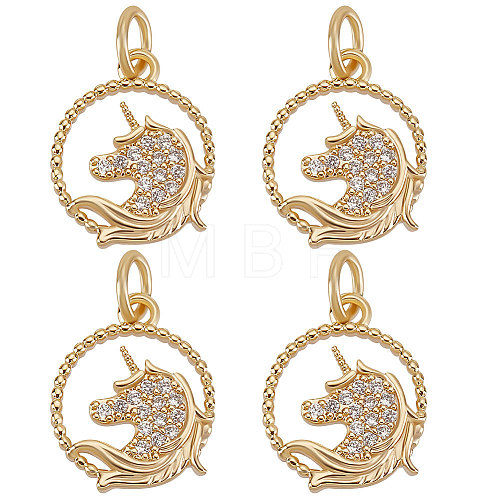 Brass Micro Pave Clear Cubic Zirconia Charms KK-BBC0007-27-1