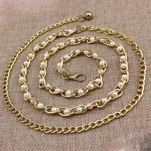 Alloy & Plastic Round Beads Twisted Belly Chains WGB594E-04-1