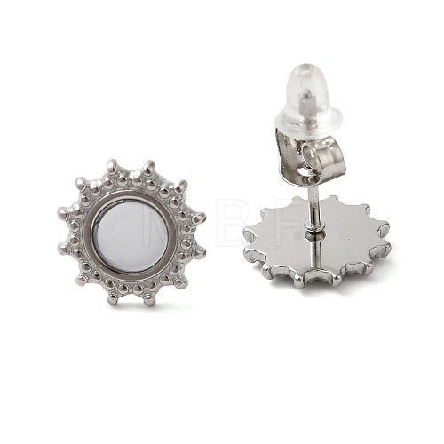 Non-Tarnish 304 Stainless Steel Embossing Stud Earrings EJEW-U001-06P-01-1