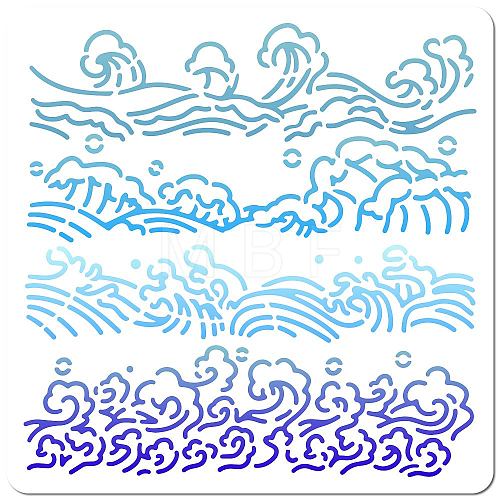 Wave PET Plastic Hollow Out Drawing Painting Stencils Templates DIY-WH0244-280-1