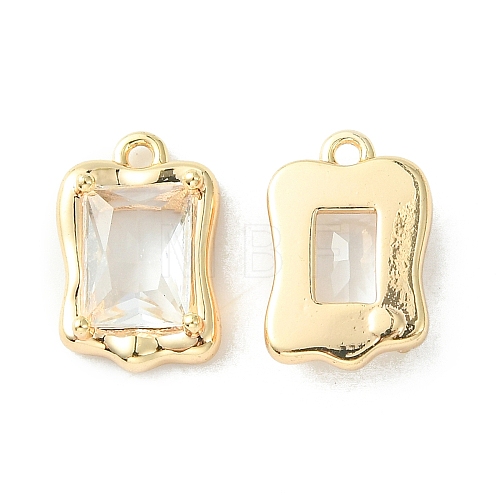 Brass Micro Pave Clear Cubic Zirconia Charms KK-L208-08G-1