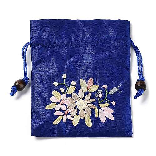 Flower Pattern Satin Jewelry Packing Pouches PW-WG90050-04-1