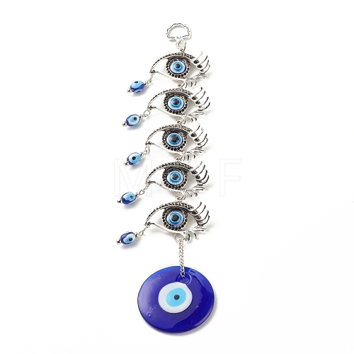 Glass Turkish Blue Evil Eye Pendant Decoration X-HJEW-I008-04AS-1