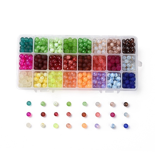 24 Colors Glass Beads GLAA-JP0001-12-1