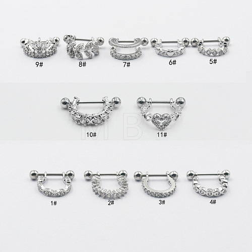 Titanium Steel Clear Cubic Zirconia Nipple Stirrups WG352FA-02-1