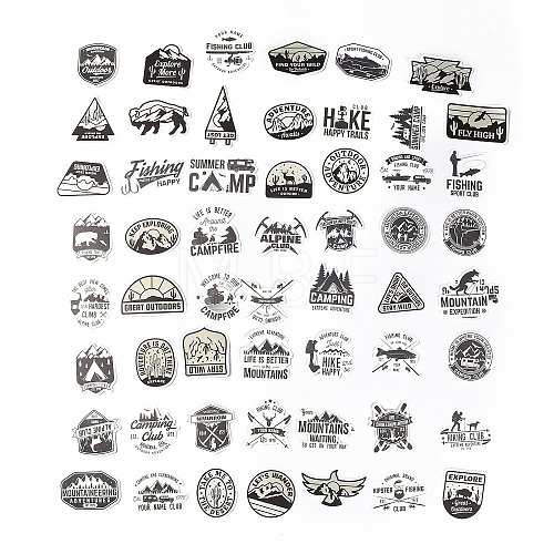 56Pcs 56 Styles Camping Themed PVC Plastic Stickers Sets STIC-P004-31-1