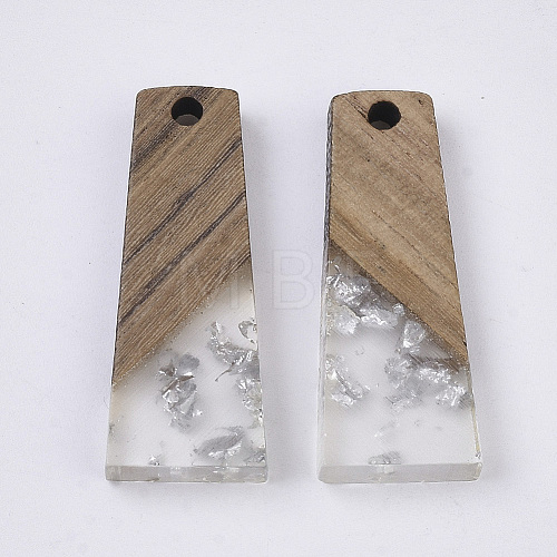 Transparent Resin & Walnut Wood Pendants X-RESI-S358-59-A02-1