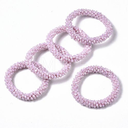 Faceted Opaque Glass Beads Stretch Bracelets BJEW-S144-002D-02-1