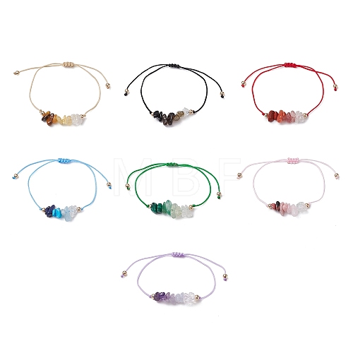 Gemstone Braided Bead Bracelet Sets BJEW-JB11013-1