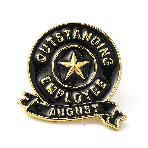 Golden Tone Alloy Outstanding Employee of The Month Enamel Pins JEWB-K021-07G-08-1