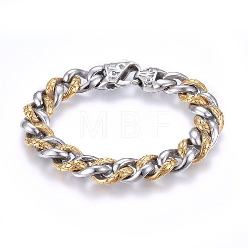 304 Stainless Steel Bracelets BJEW-L631-18GP-1