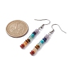 Natural & Synthetic Mixed Gemstone Rondelle Beaded Dangle Earrings EJEW-JE05613-02-3