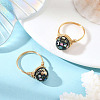 Eco-Friendly Copper Wire with Natural Abalone Shell Beads Finger Rings RJEW-JR01099-1