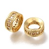 Brass Micro Pave Cubic Zirconia Eurpean Beads KK-K389-002G-1