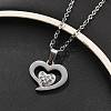 304 Stainless Steel Crystal Rhinestone Heart Pendant Cable Chain Necklaces for Women NJEW-Z056-01D-P-2