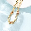 Oval & Paperclip Brass Micro Pave Cubic Zirconia Link Chain Bracelets for Women BJEW-D458-01G-07-5