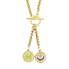 Ion Plating(IP) 304 Stainless Steel Green Yellow Enamel Letter & Eye Pendant Wheat Chain Necklaces STAS-Z102-01G-N-1