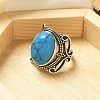 Synthetic Turquoise Adjustable Rings RJEW-I108-02AS-09-2