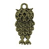 Tibetan Style Alloy Owl Pendant Rhinestone Settings X-TIBEP-23006-AB-FF-2