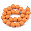 Spray Painted Natural Wood Beads Strands WOOD-S053-56E-2